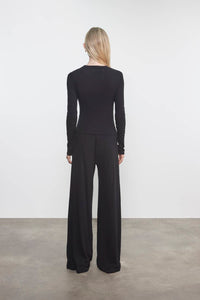 Enza Costa - CASHMERE DRAPED LONG SLEEVE CREW TOP