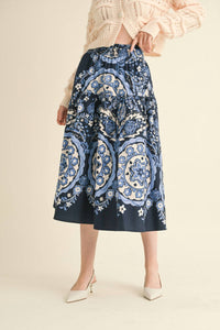 &merci Medallion Tiered Midi Skirt in navy - women's skirt - view 5
