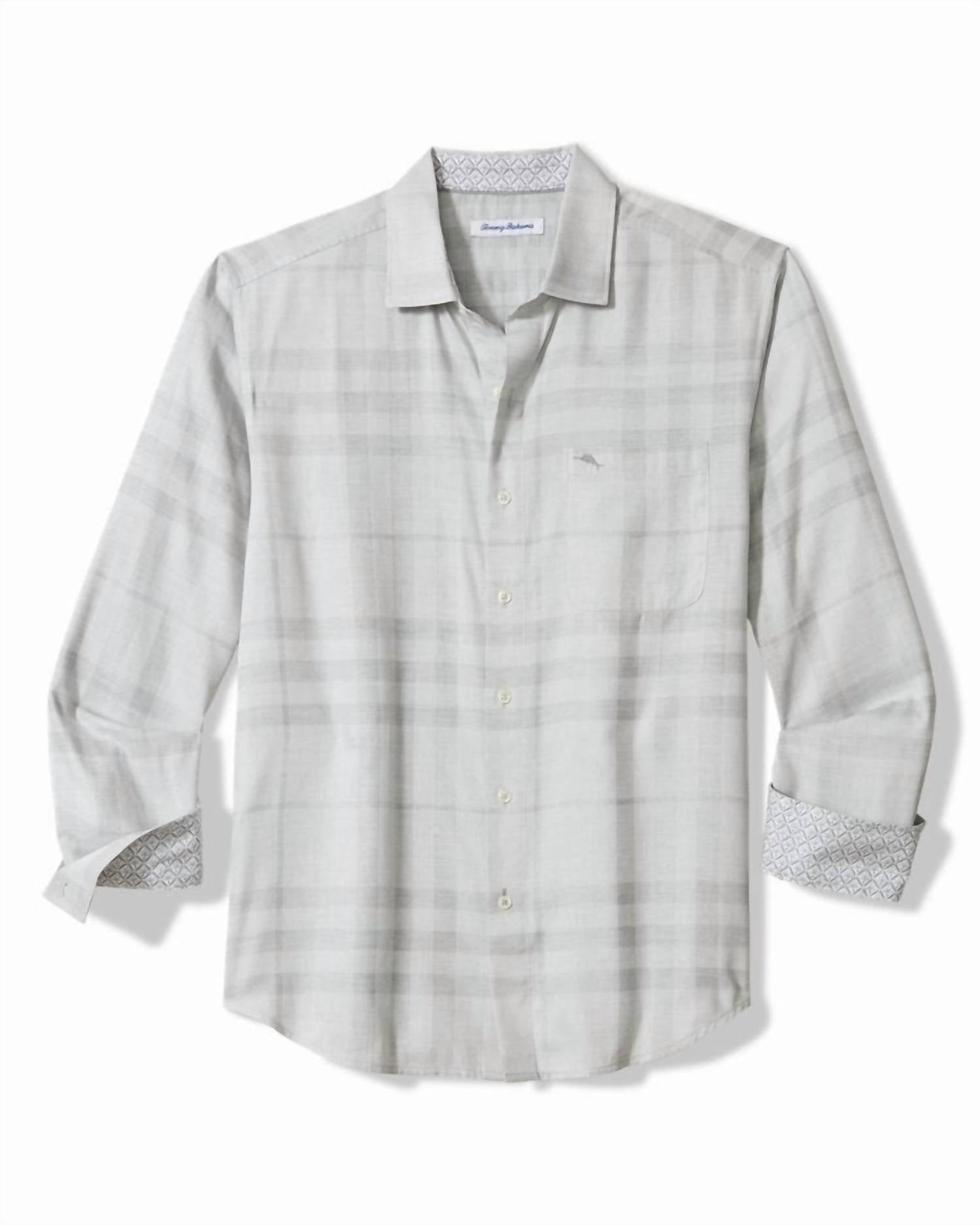 TOMMY BAHAMA Mist Plaid Shirt in silver streak - men's long sleeve top - view 4