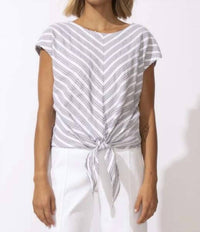 Escape By Habitat - Seaport Stripe Tie Front Pullover Top