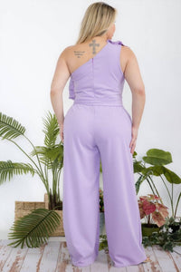 Karen T Design - One Shoulder Ruffle Jumpsuit