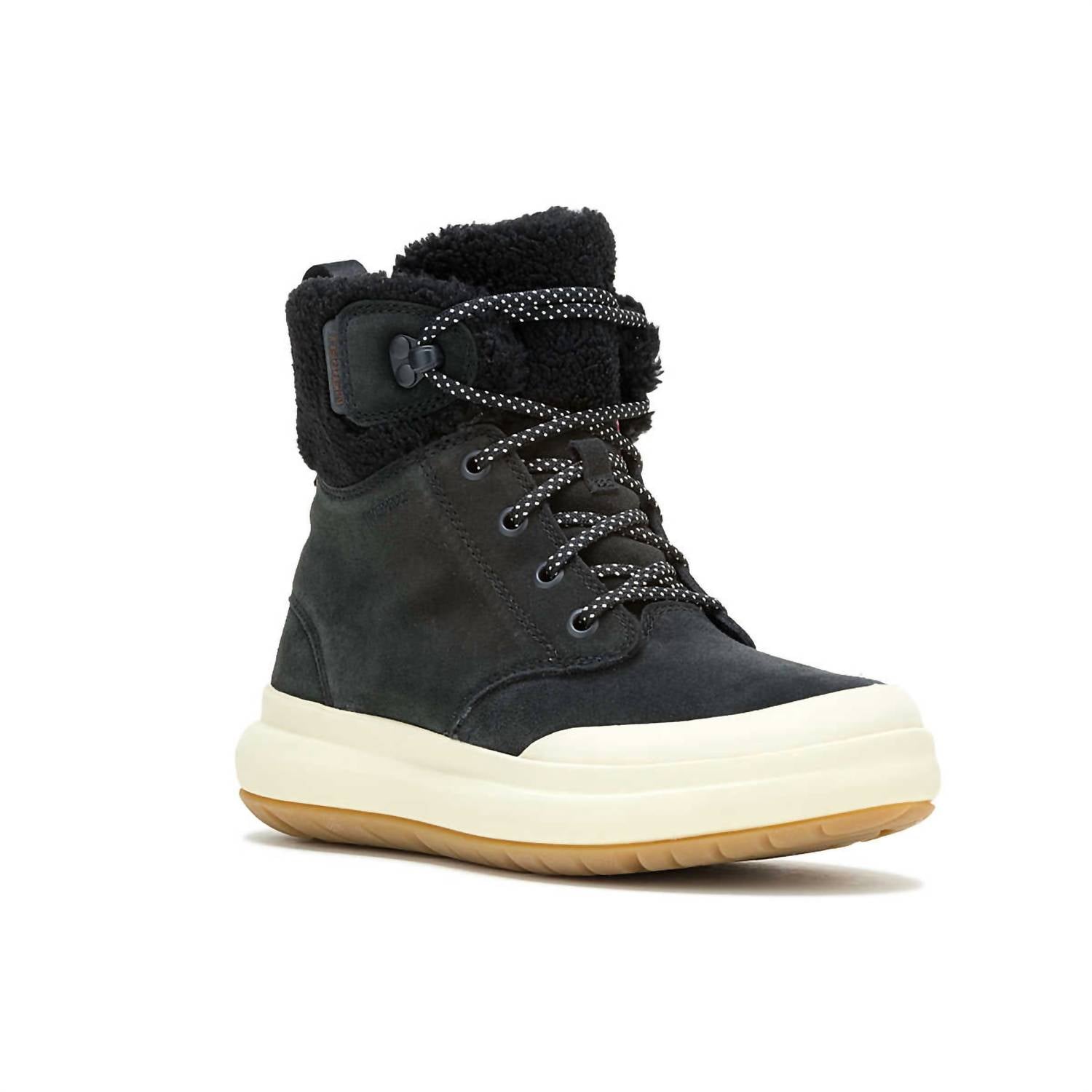 MERRELL Women's Marquette Thermo Lace Waterproof Boot in black - women's shoe - detail view