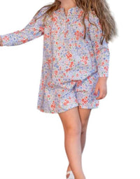 THE OAKS APPAREL Ann Pepper Dress in blue and red floral - kids' dress