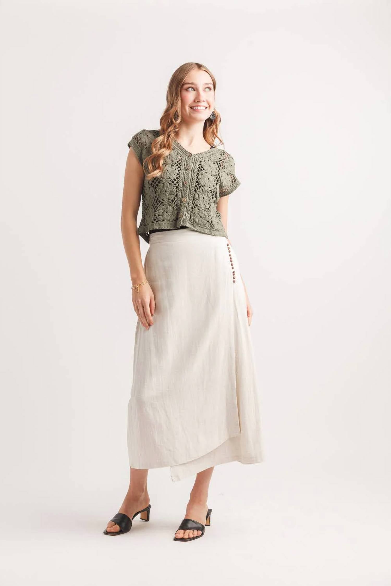 Papillon - Floral Soutash Button Front Sweater