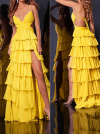 JOVANI The Katherine Gown in yellow - women's dress - detail view