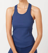 YEAR OF OURS Ribbed Sporty Tank Top in navy - women's tank top