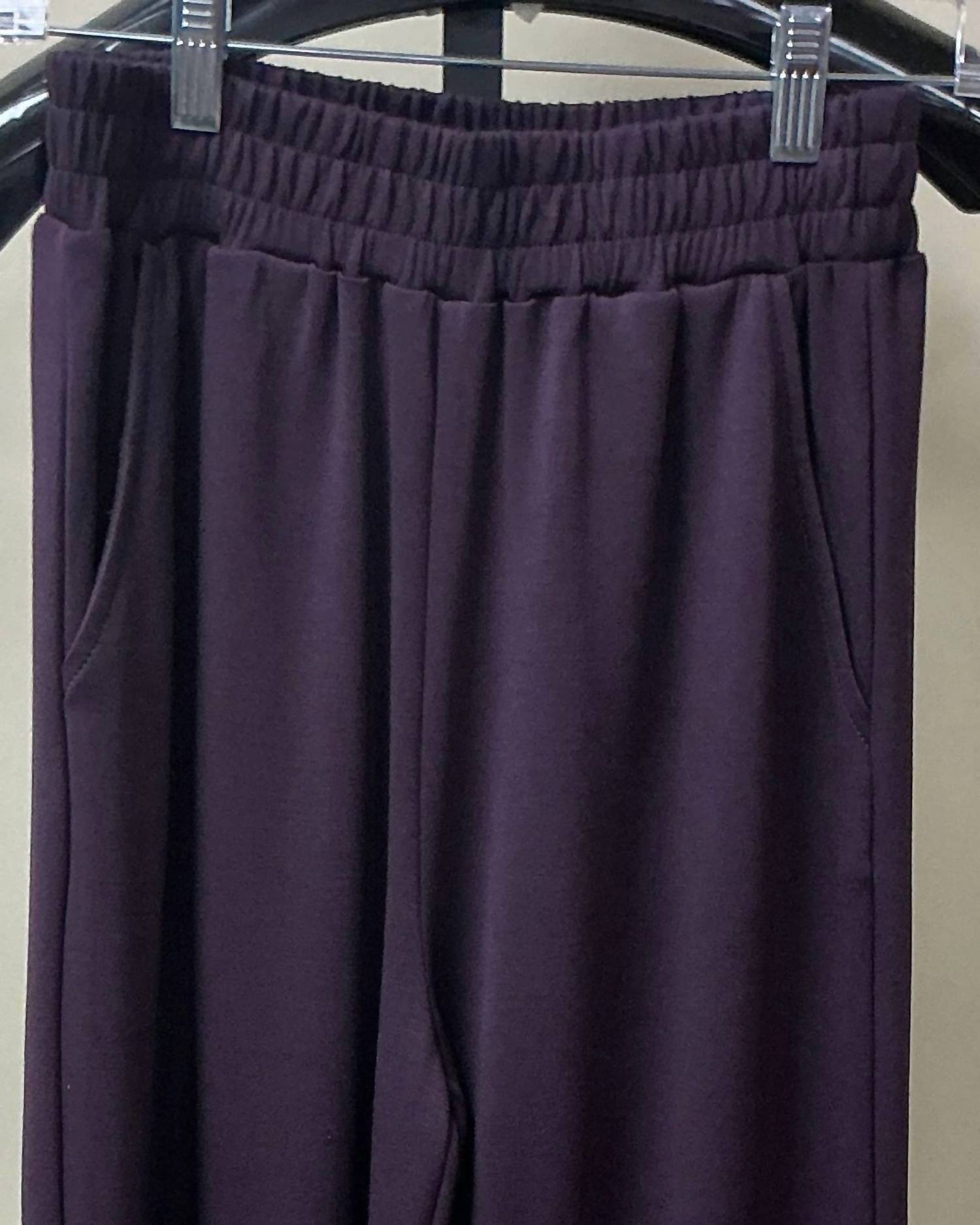 SEE AND BE SEEN Women's Very Soft Cropped Wide Pants in plum - women's pants - detail view