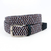 Torino Leather Men's Italian Braided Leather & Linen Elastic Belt in multi - men's accessory