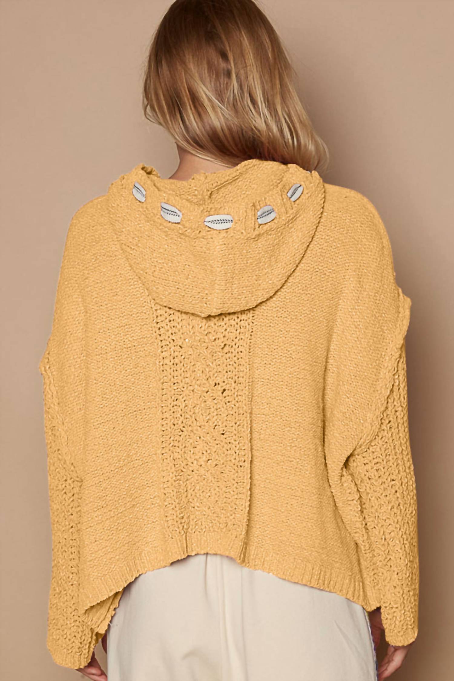 Pol - Oversize Hooded Cable Knit Chenille Sweater