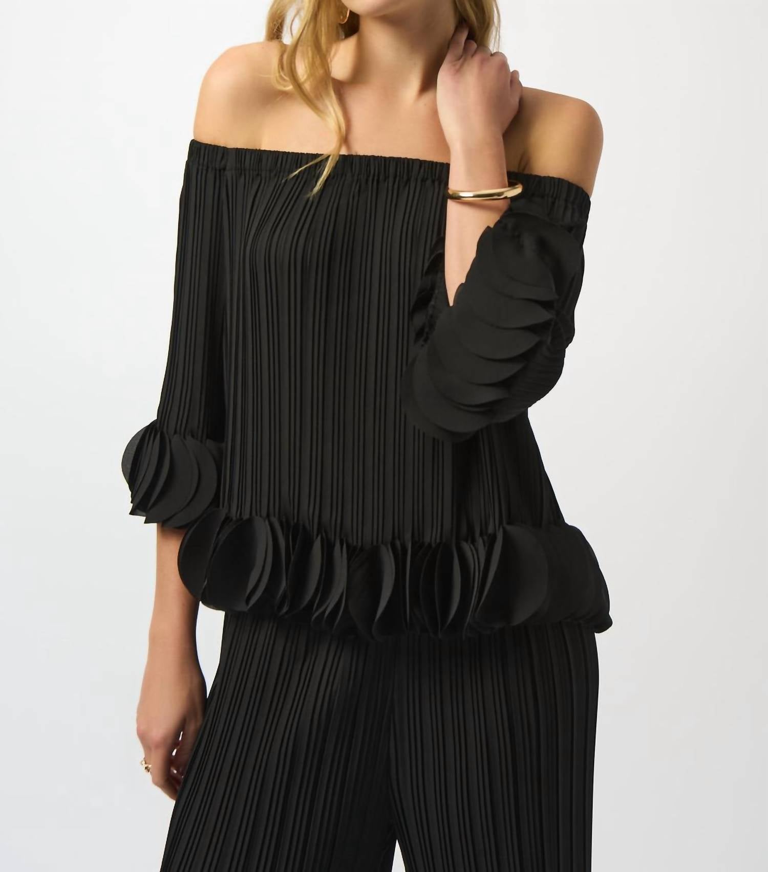 Joseph Ribkoff - Georgette Off-shoulder Flared Top