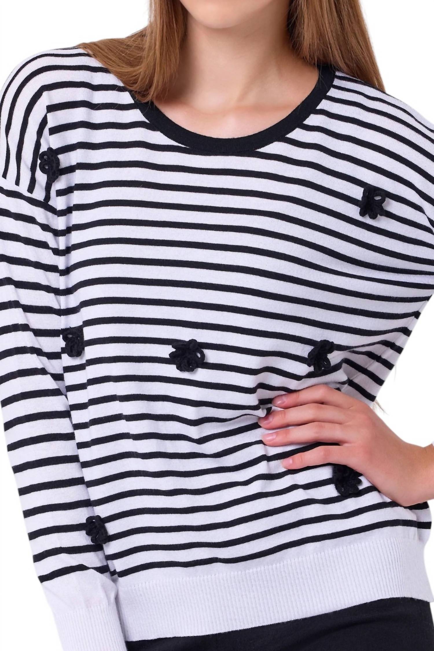 French Kyss - Stripe Handmade Flower Top