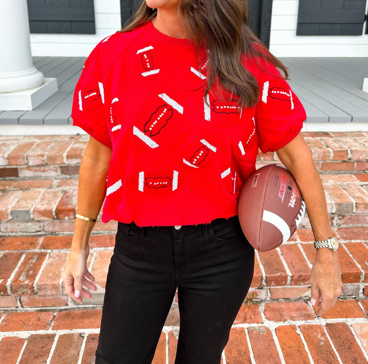 Queen Of Sparkles - Football Patch Pullover