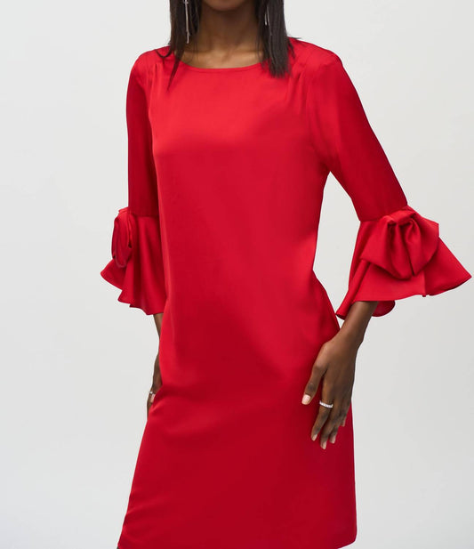 Joseph Ribkoff - Satin Ruffle Sleeve Straight Dress