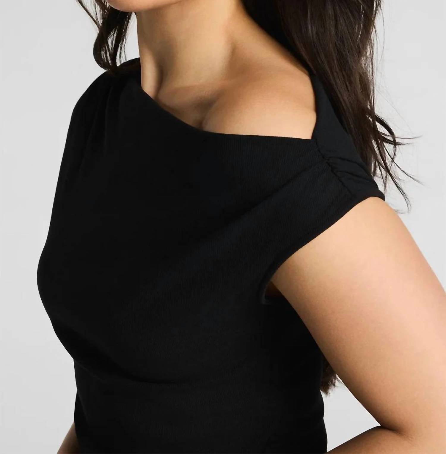 Spanx - Ribbed Knit Ruched Off-the-shoulder Top