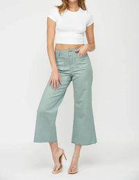 Mica Denim - Cropped Wide Leg Jeans