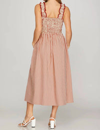 She + Sky - Sleeveless Woven Smocked Midi Dress