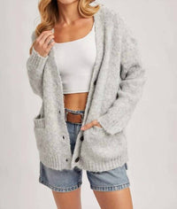 Bluivy - Button Down Fuzzy Knit Sweater Cardigan