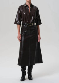 Citizens of Humanity Cassia Leather A-line Skirt in chocolate dark brown - women's skirt