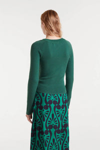 Compania Fantastica Deep V-neck Sweater in green - women's sweater - detail view