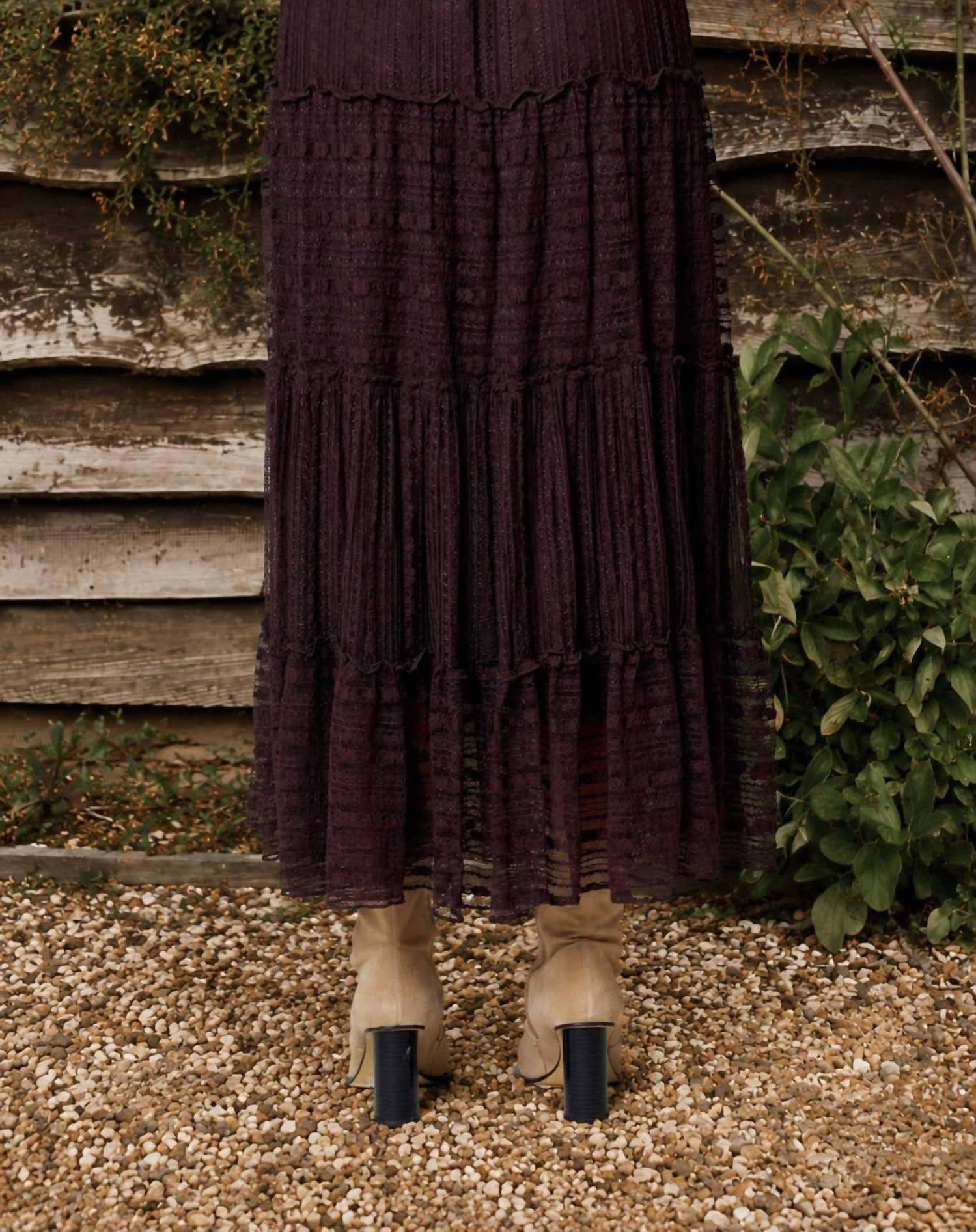 Blu Pepper - Textured Stripe Ruffle Tiered Midi Skirt