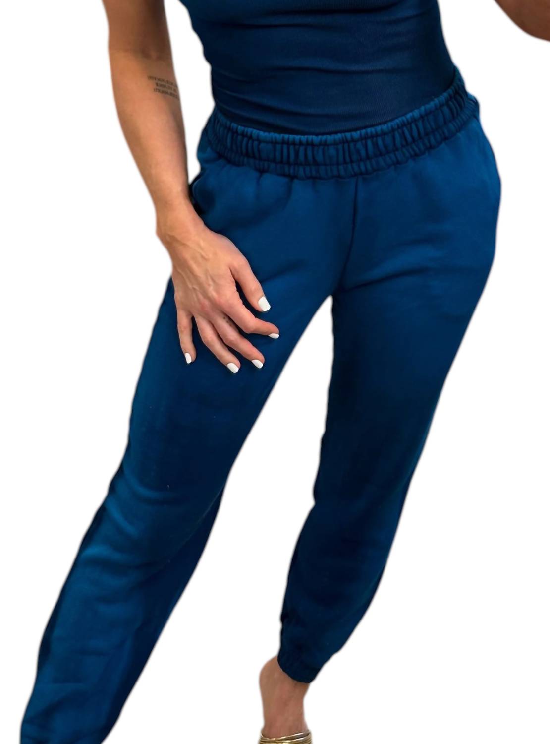 COTTON CITIZEN Brooklyn Sweatpant in pacific blue cast - women's pants - detail view