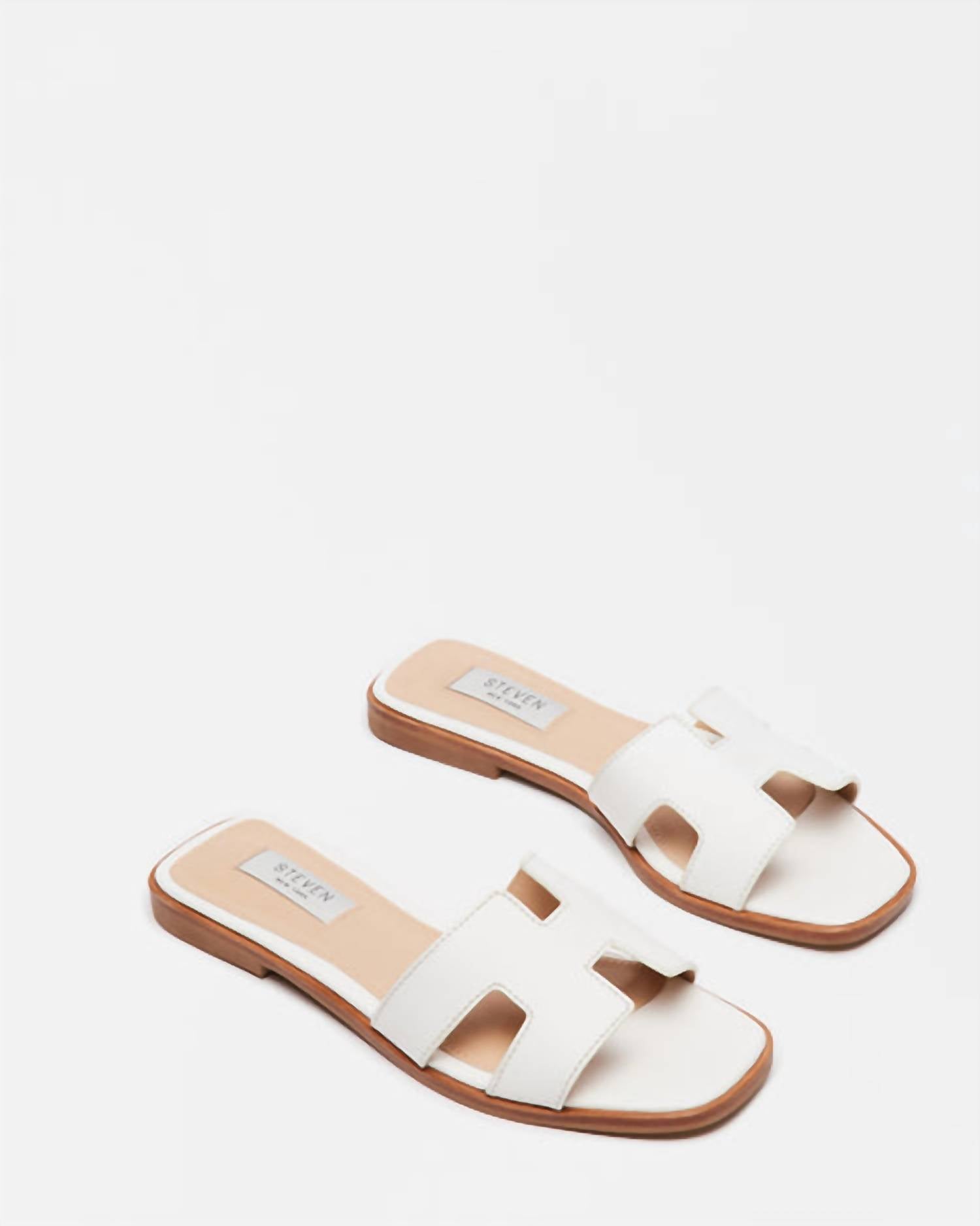 STEVE MADDEN Women's Haydn H Strap Leather Sandal in white - women's sandal - detail view