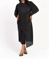 Fashion Szn Curve - Ruched Side Flutter Sleeve Midi Dress - Plus