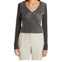 Reiss - Esta Metallic Rib Knit Top