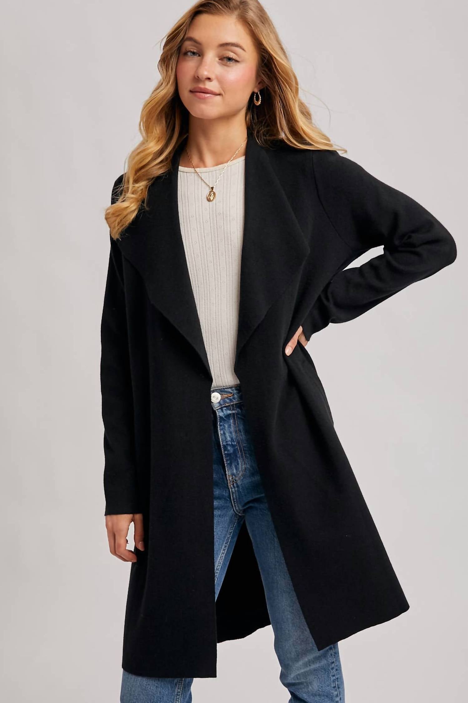 Bluivy - Modern Open Front Longline Cardigan