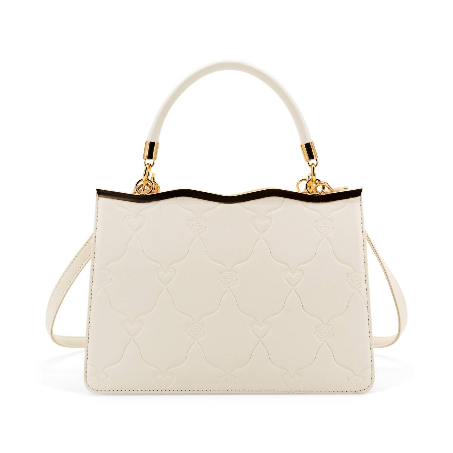 Like Dreams Women's Amara Embossed Top Handle Crossbody Bag in ivory - women's bag - detail view