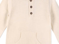 VIVERANO Organics Kid's Milan Pastel Kangaroo Pocket Jumpsuit in cream - kids' item - alternate view