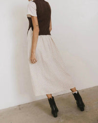 Things Between - Violette Mixed Knit Printed Sweater Dress