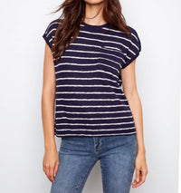 Charlie B - Striped Cap Sleeve Knit Top