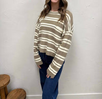 By Together Striped Sweater in mocha - women's sweater - alternate view