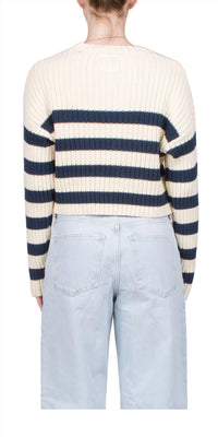 Denimist - Striped Ribbed Cropped Sweater