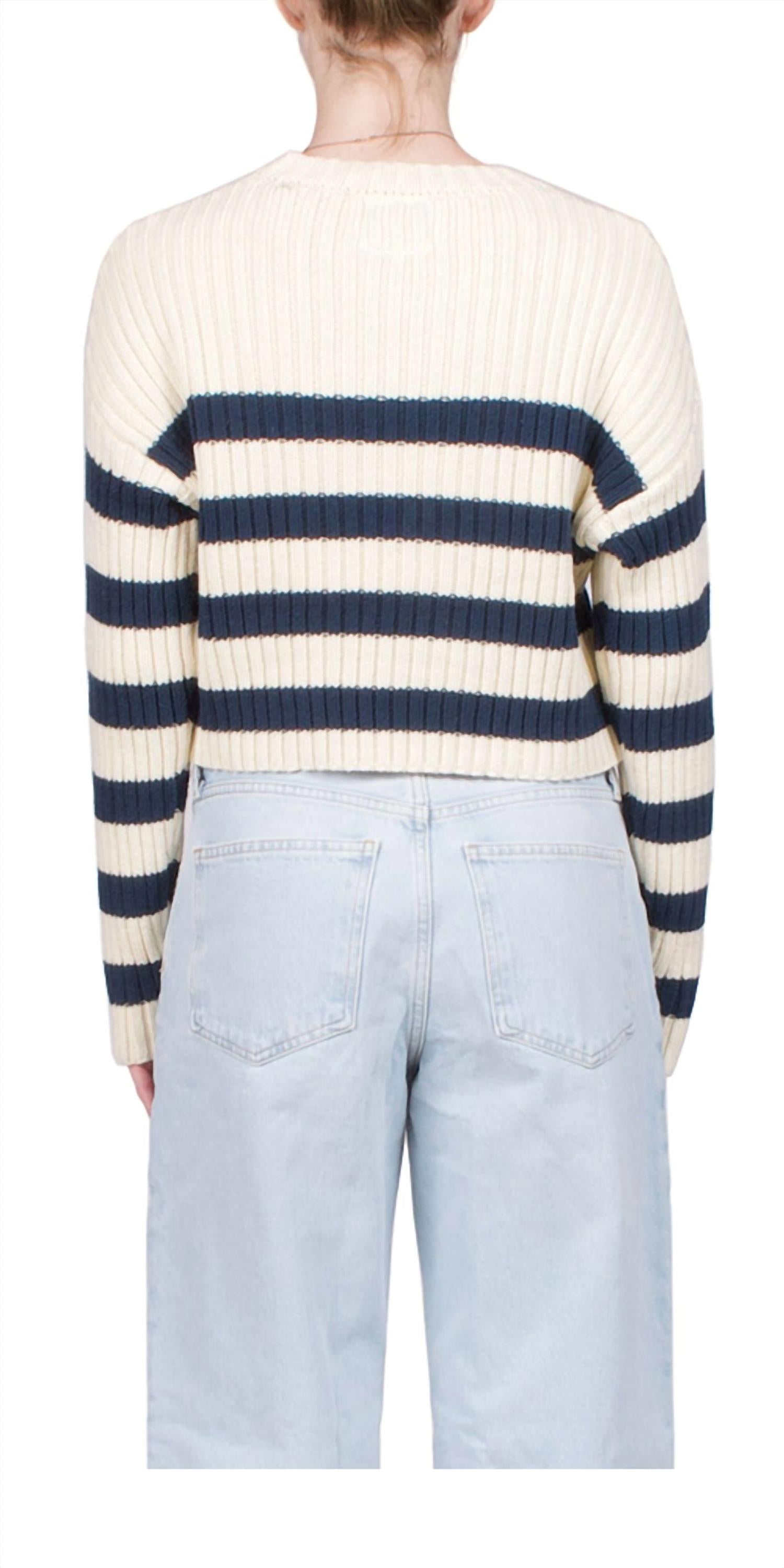 Denimist - Striped Ribbed Cropped Sweater