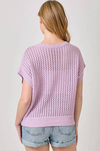 Mystree - Crochet Weave Slouchy Pullover Sweater