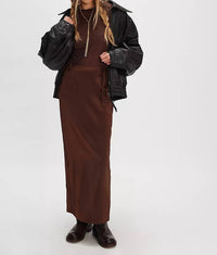 Free People Rosetto Column Skirt in brown - women's skirt - detail view