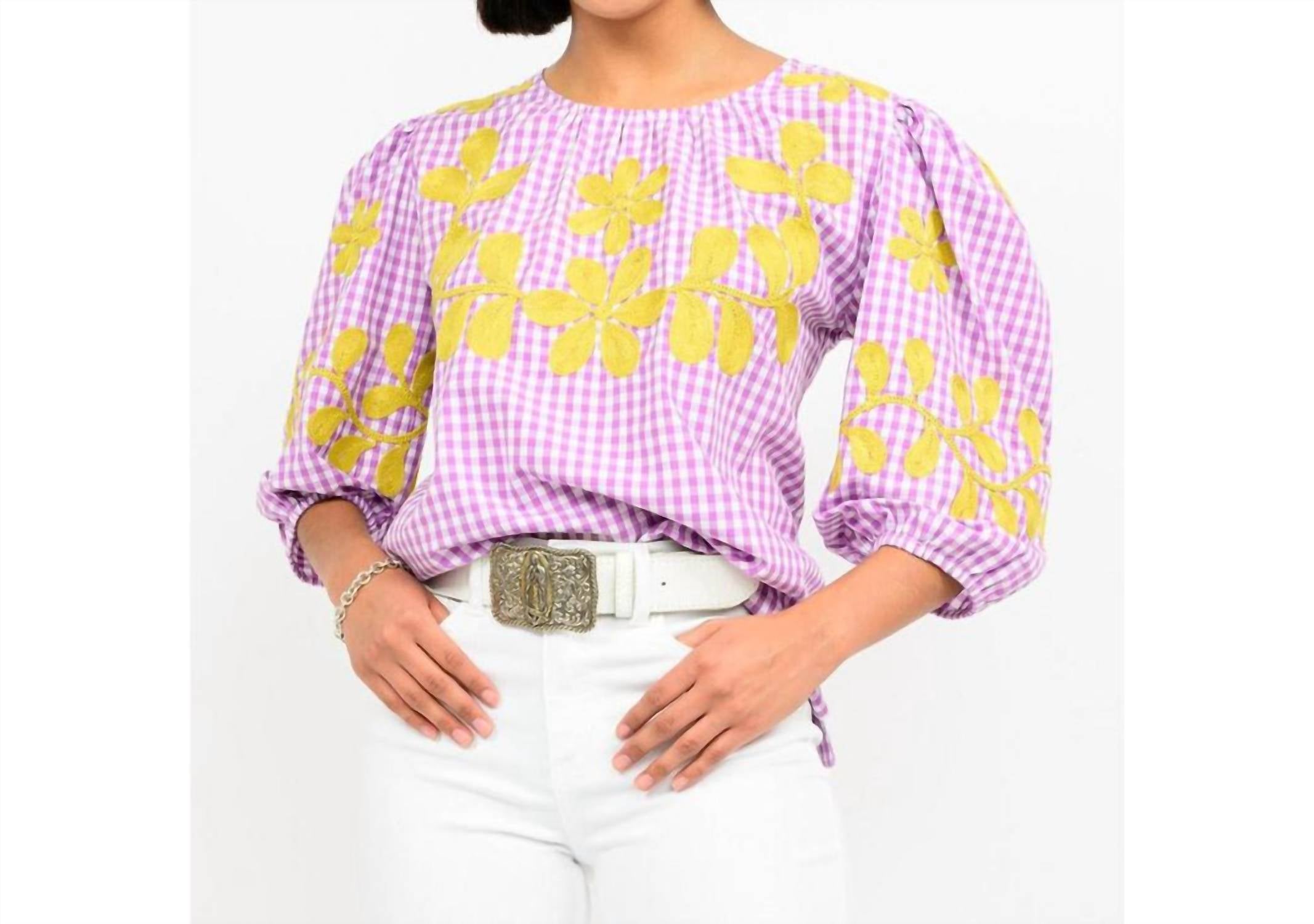 Ivy Jane - Checked Embroidered Top