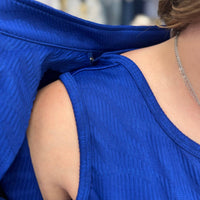 Multiples Jacquard Tank Top And Knit Jacket Set in royal - women's jacket - detail view