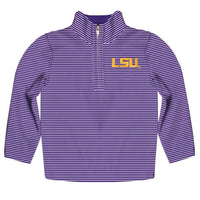 Vive La Fete - Boy's Lsu Tigers Embroidered Stripes Quarter Zip Pullover