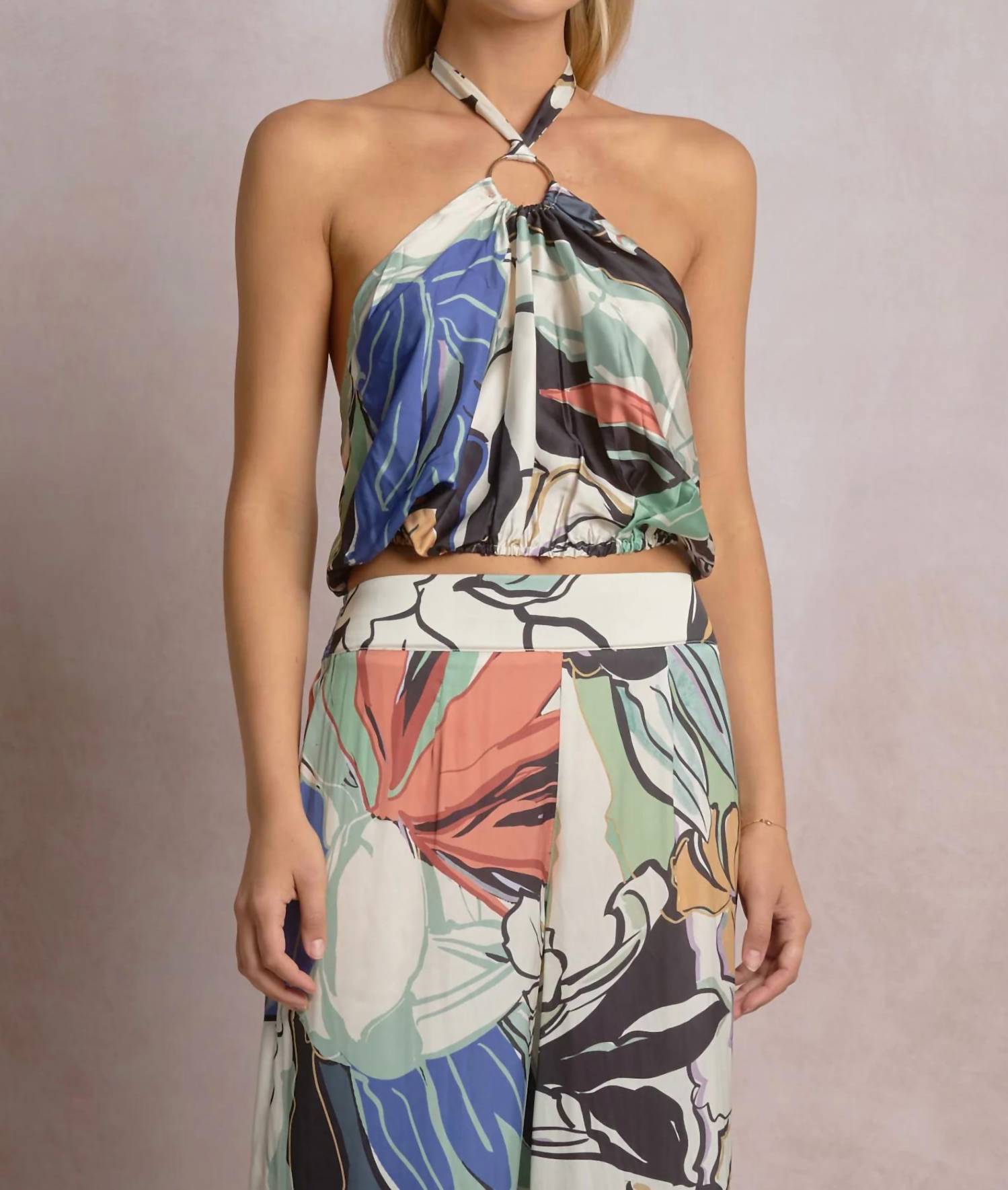 Elan - Botanical Printed Halter Top