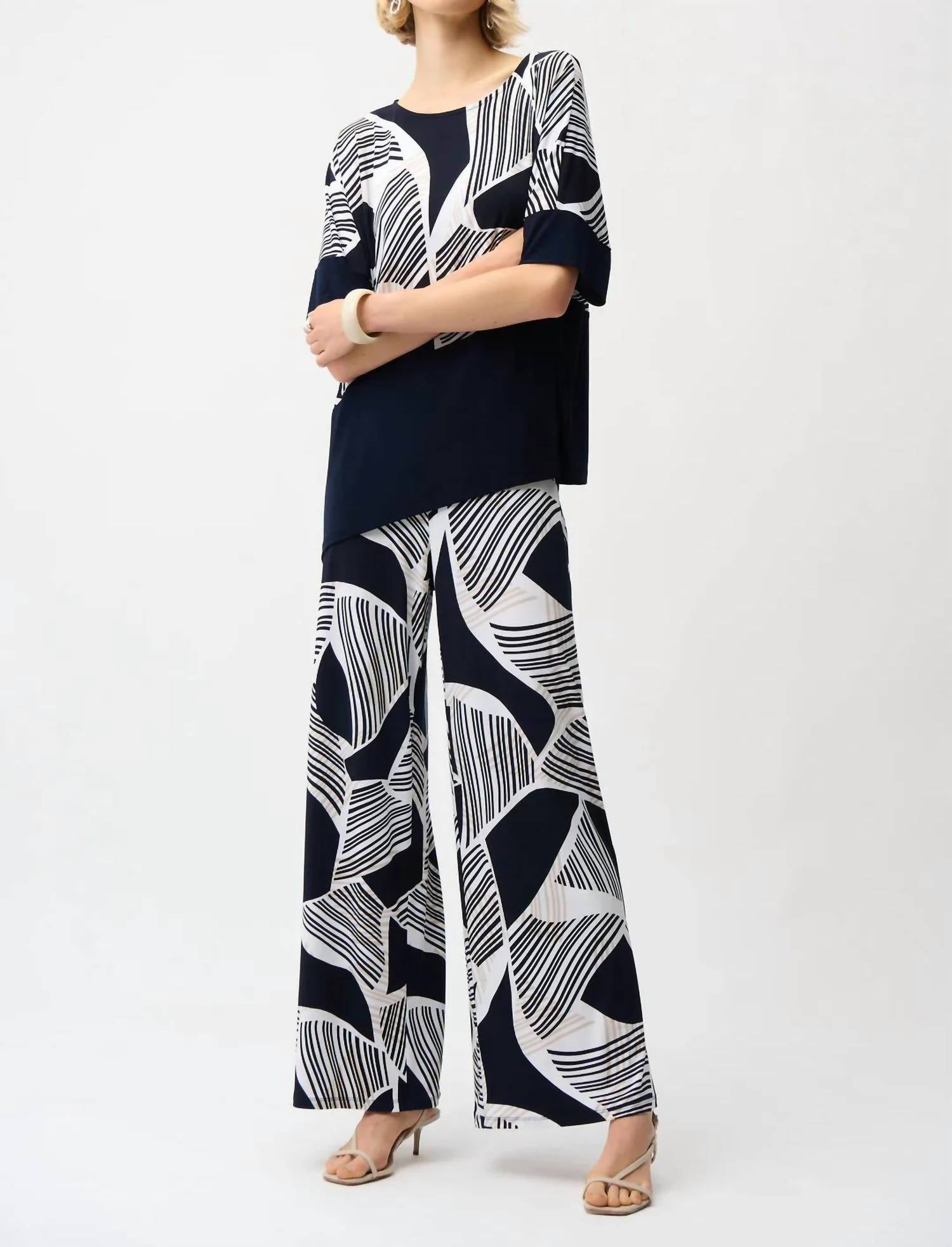 Joseph Ribkoff - Geometric Print Asymmetrical Cocoon Top