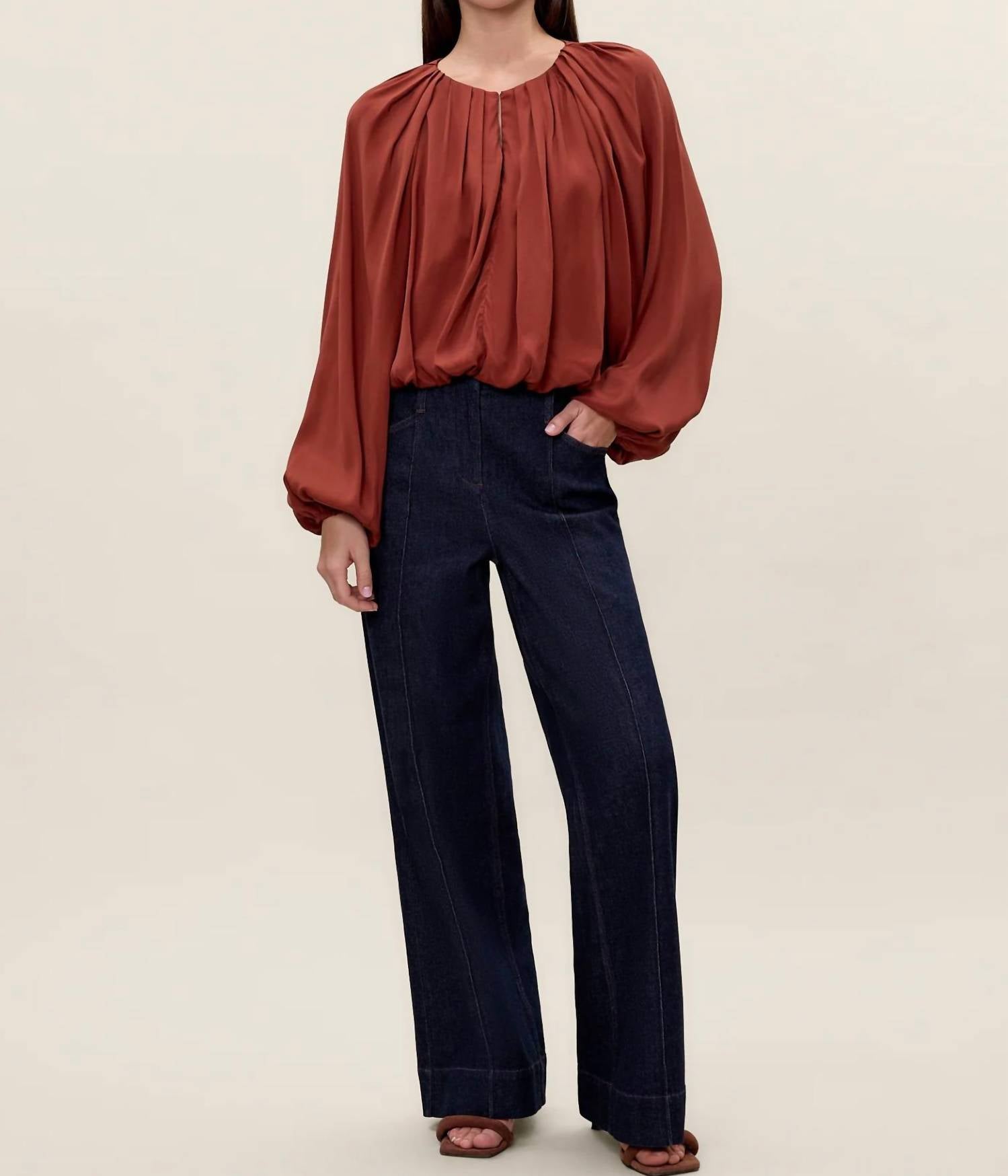 Rebecca Taylor Lillith Bubble Top in aberdeen - women's blouse