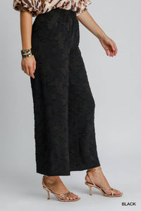 Umgee - Floral Burnout Wide Leg Pants