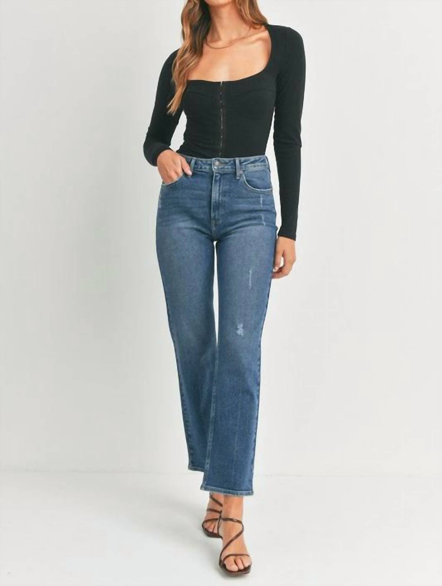 JUST BLACK DENIM The Everything Straight Leg Jean in blue - women's jeans