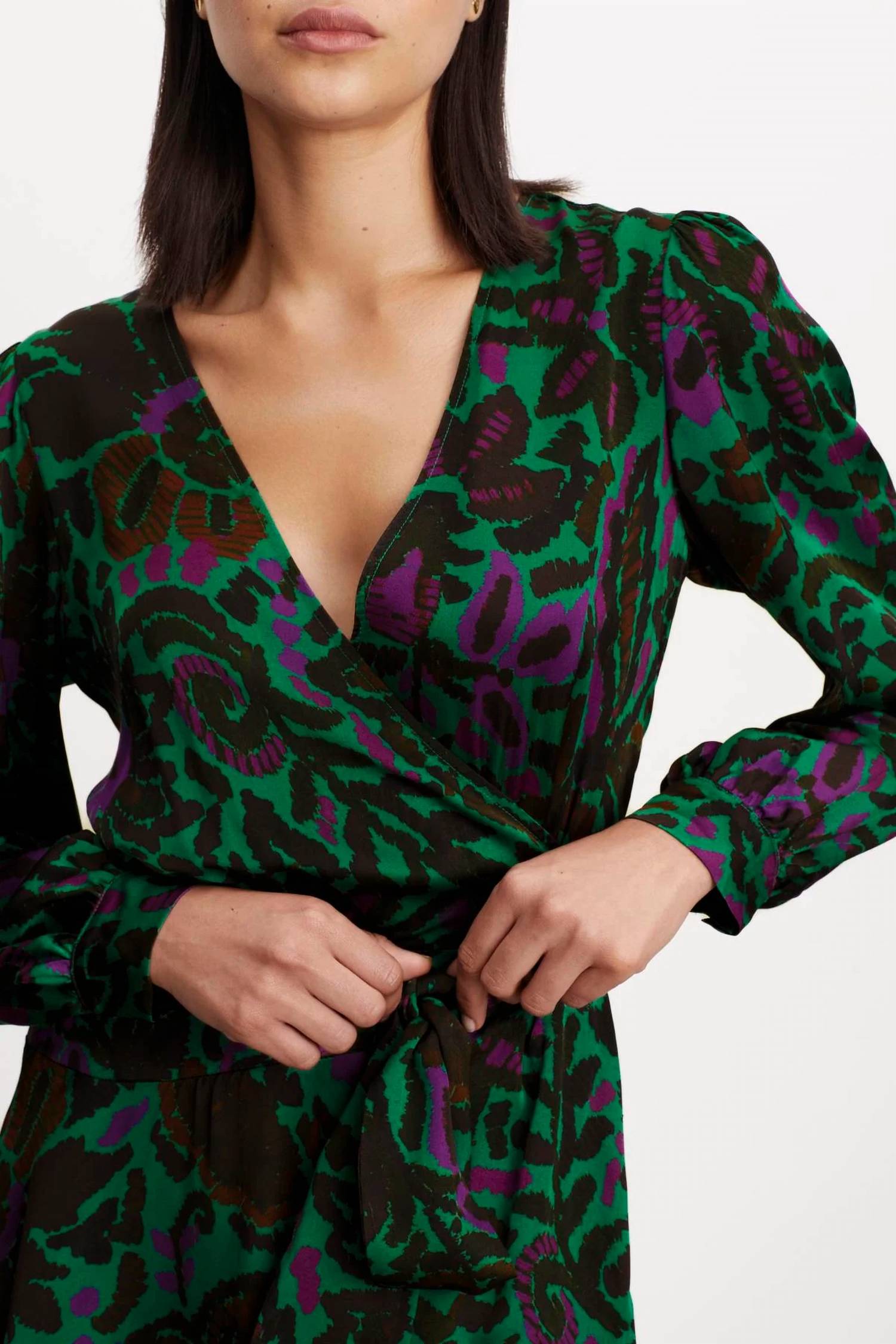 Velvet By Graham & Spencer - Bridget Printed Satin Wrap Dress