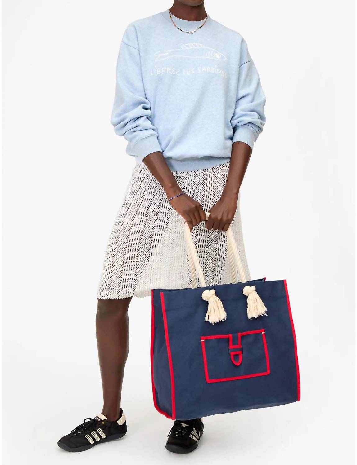 Clare V. - Women's Beach Marine Canvas Tote Bag