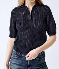 White + Warren - Cashmere Mesh Polo Top