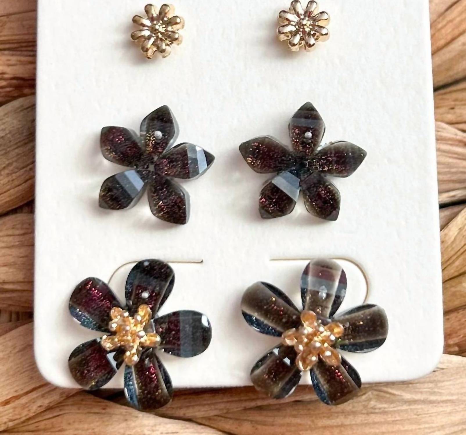 White Label - Women's Trio Floral Stud Earrings